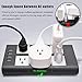 SUPERDANNY 10 ft 15A Power Strip, 6 Outlets 4 USB Ports Surge Protector with 14AWG Extension Cord, Angle Flat Plug Adjustable Voltage 110V-240V for Kitchen Office Home Gaming Room,Gray White