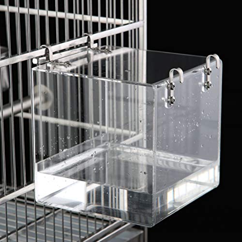 KINTOR Bird Bath Acrylic No-Leakage Design with Metal Universal Clip for Most Birdcage (S)