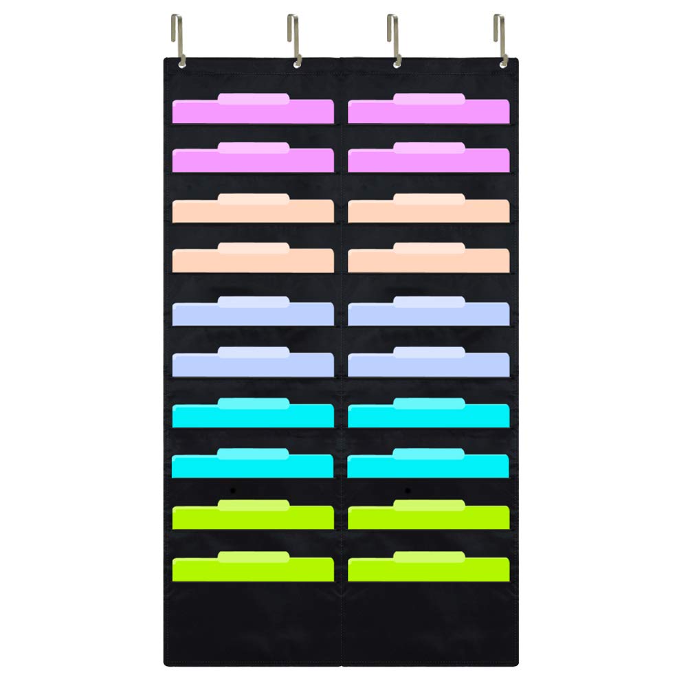 Hanging File Folder Organiser 10 Pockets by Eamay, Office Storage Pocket Chart Organiser Holder for Office Supplies, School Pocket Chart, Family Chore Chart