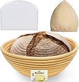 9 Inch Bread Banneton Proofing Basket - Baking Bowl Dough Gifts for Bakers Proving Baskets for Sourdough Lame Bread Slashing Scraper Tool Starter Jar Proofing Box