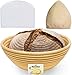 9 Inch Bread Banneton Proofing Basket - Baking Bowl Dough Gifts for Bakers Proving Baskets for Sourdough Lame Bread Slashing Scraper Tool Starter Jar Proofing Box primary