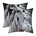 CaliTime Pack of 2 Soft Canvas Throw Pillow Covers Cases for Couch Sofa Home Decoration Vivid Wild Horses Print 18 X 18 inches White Horse