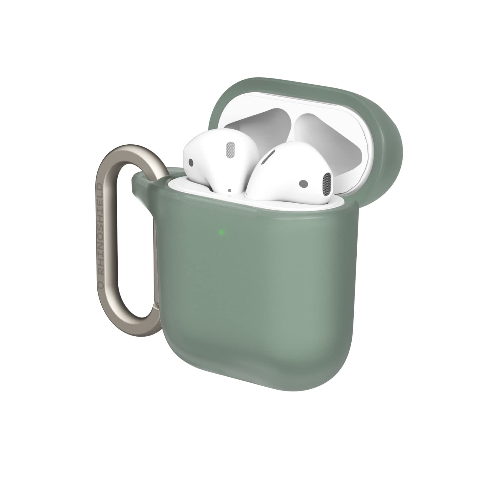 RHINOSHIELD AirPods Case with Carabiner Compatible with Apple [AirPods Serie 2/1] | Military Grade Drop Protection, Scratch Resistant, Wireless Charging - [Sage Green, Standard Set]