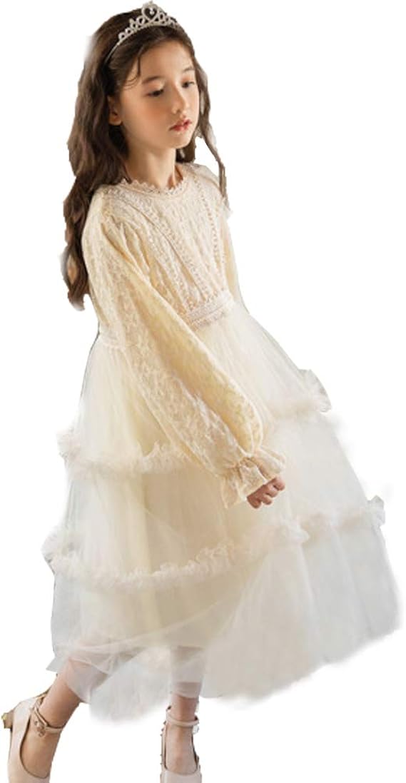 Amazon Ymgot キッズ 女の子 チュールワンピース 長袖 子供服 レース ドレス 春秋 発表会 入学式 ワンピース チュニック 通販