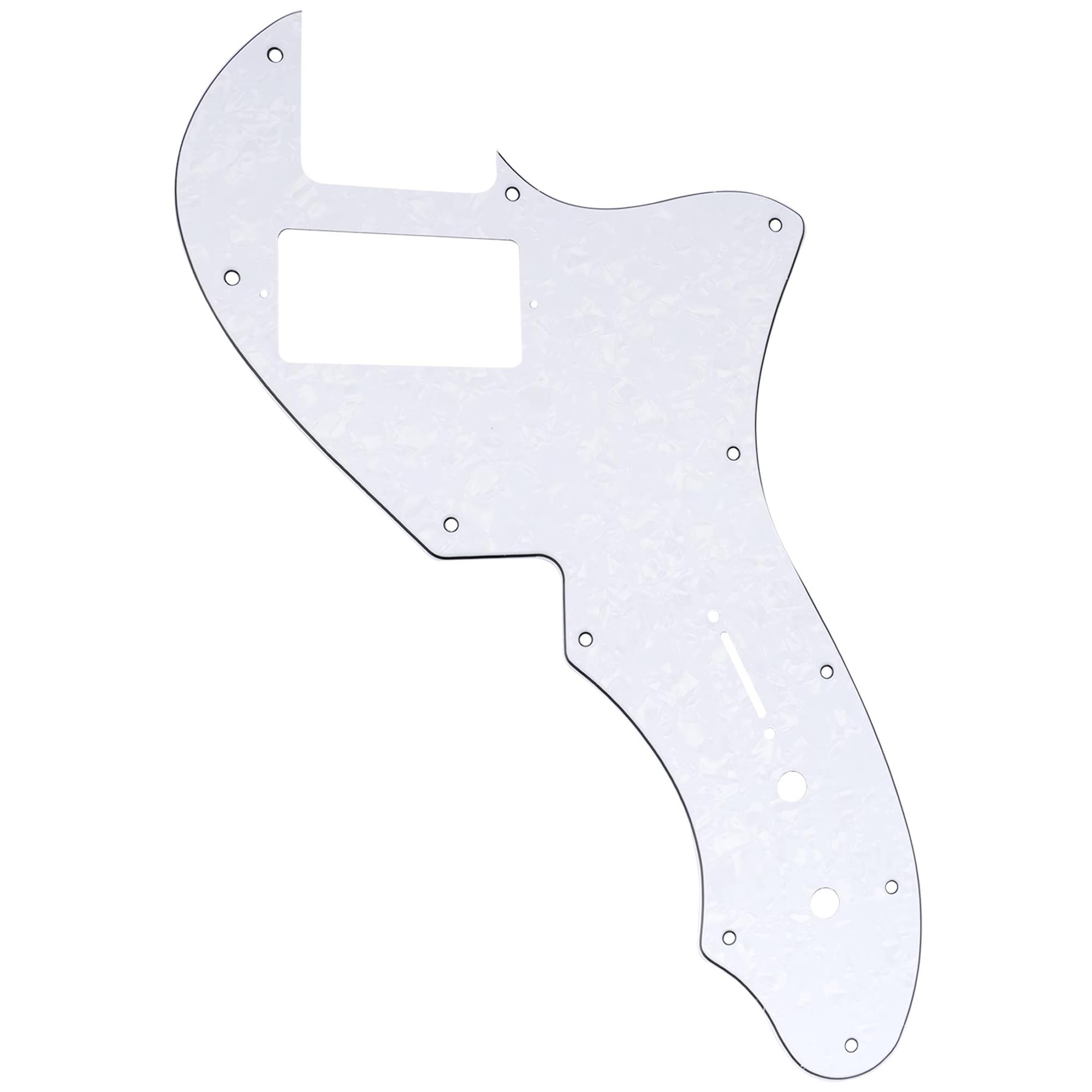 Musiclily Pro 11 Holes Single H Guitar Pickguard For USA Fender 69 Tele Thinline Style Electric Guitar, 4Ply White Pearl