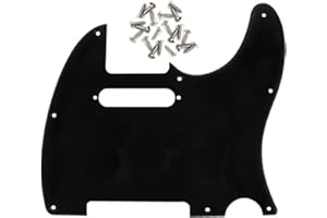 FLEOR 8 Hole TL Pickguard Scratch Plate with Pickguard Screws Set Fit USA/MX Standard TL Style Pickguard Replacement, 1Ply Black