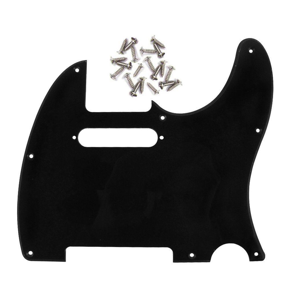 FLEOR 8 Hole 1Ply Black TL Pickguard Single Coil Neck Hole Cut Guard Plate with Mounting Screws for U.S./Mexican Standard TL TE Plate Replacement โ image 1