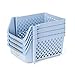 Titan Mall Stackable Storage Bins 4 Pack Pantry Storage Bins for Food, Toy, Kitchen and Bathroom Organizer, Stacking Bins with Front Open Stackable Baskets Blue (Made in USA)