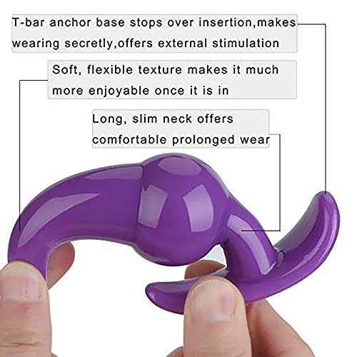 Bu~tt P~lu~g T-bar Base Kit - Training Toys - Erotic Games Role Play - Womens Stimulator - 4 pcs Beginners Anales Set - Best Idea for Gift to Him - Purple