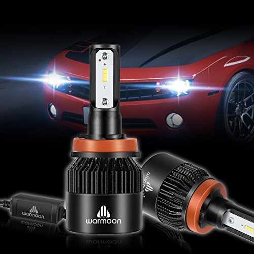 Warmoon H11 Led Headlight Bulb, 72W 8000Lm 6500K Cool White Wide Beam Angle All-in-One LED Headlight Bulbs Conversion Kit with 30 Months Warranty -PAIR(FITS H11 and H8 H9)