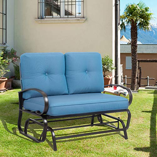 JY QAQA Loveseat Outdoor Patio Glider Rocking Bench, Porch Furniture