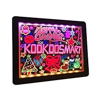 Kookoosmart LED Writing Message Board, Neon Glow Drawing Board, Light Up Flashing Box Message, Erasable Board Arts and Acrylic Kids Crafts Doodle, for Shop/School/Bar/Cafe (40×30CM)