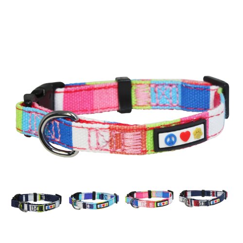 Pawtitas XXS Dog Collar Pink White Blue Green