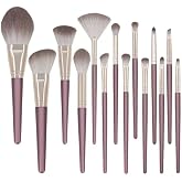 Glamberry Makeup Brushes Set, 14pcs Purple Professional Makeup Brush Set Multi-functional Makeup Brush Kit, Eye and Face Makeup Brushes &amp; Tools, Premium Synthetic Facial Makeup Accessories