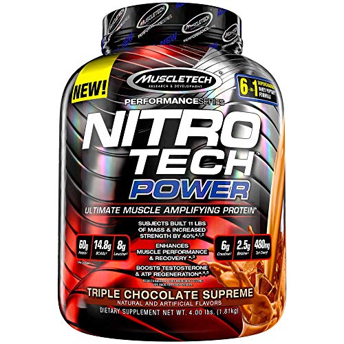 Protein Powder + Creatine Monohydrate + Testosterone Booster for Men MuscleTech NitroTech