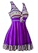 COCOPEAR Women's Tribal Print One Piece Swimdress Skirted Bottom Swimsuit(FBA) BueViolet 3XL/14-16