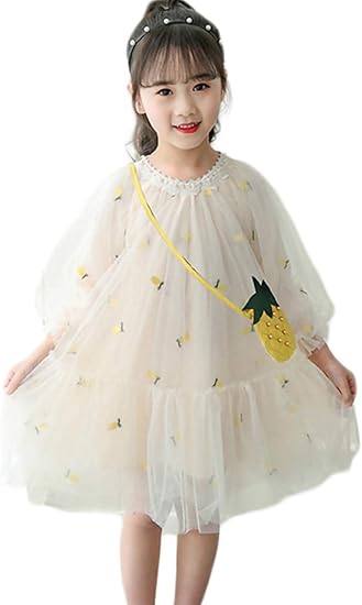 Amazon Lisa Pulster 子供 ワンピース 女の子 夏 バルーン 袖 シースルー ふんわり フレア シフォン ワンピース キッズ ドレス 可愛い 森ガール ワンピース チュニック 通販