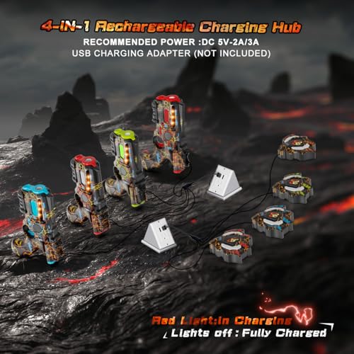 VATOS Rechargeable Laser Tag 4 Players - 4 Guns and 4 Jacket Sensors Fully Synchronized with 2.4GHz Data - Toys and Birthday Ideas Laser Tag Gun for Kids