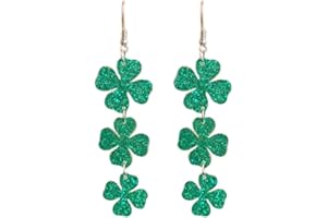 Pingyongchang St. Patrick's Day Earrings Irish Shamrock Acrylic Dangle Earrings Green Clover Drop Earrings for Women Girls Jewelry Gift