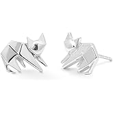 Boma Jewelry Sterling Silver Origami Scardey Cat Stud Earrings