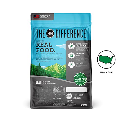 BIXBI LIBERTY GRAIN FREE DRY DOG FOOD, ORIGINAL RECIPE PUPPY, 4 LBS – FRESH MEAT, NO MEAT MEAL, NO FILLERS FOR EASY DIGESTION – USA MADE