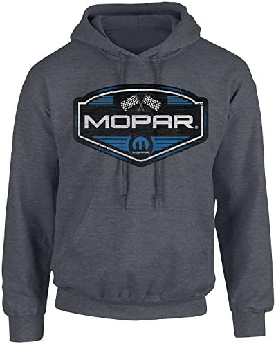 Mopar Hoodie Officially Licensed Men's Hooded Sweatshirt, Dark Heather (Charcoal Grey), Large