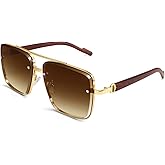 Junsika Retro Oversized Square Aviator Sunglasses for Men Women Fashion Classic Designer Shades Sunglasses