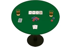 Feltectors Felt Card Game Table Cover for Poker, Mahjong, Domino,Bridge and Board Game, Elastic Fitted Tablecloth for 60 to 72 Inch Round, Green