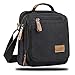 Harwish Men's Multifunctional Canvas Messenger Handbag Outdoor Sports Over Shoulder Crossbody Side Bag (Black-Large)