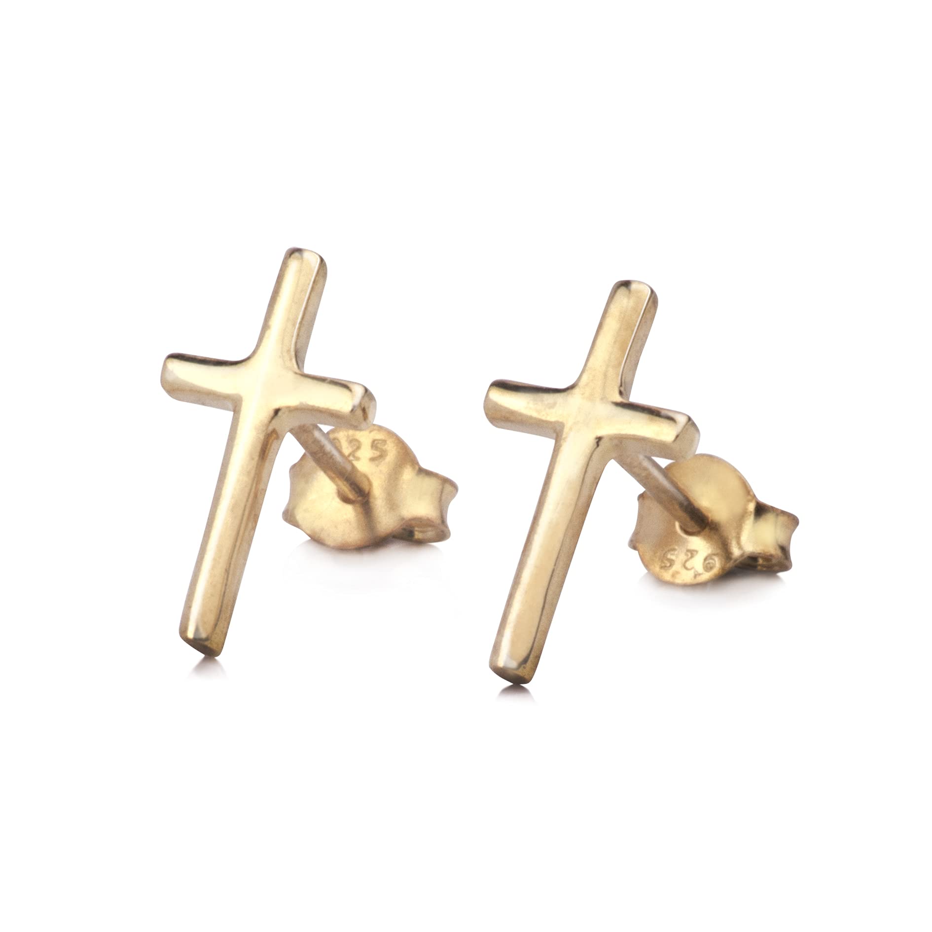 Plain Cross Stud in Gold Vermeil