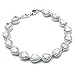 Mariell Platinum Plated Tennis Bracelet with Pear-Shaped Cubic Zirconia Halos for Brides, Wedding & Prom