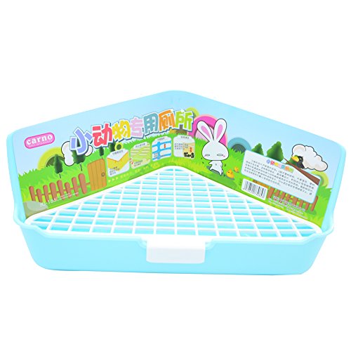 Big Triangle-shaped Rabbit Cage Litter Box Corner Toilet Potty Trainer for Adult Guinea Pig Ferret Small Animals (Blue) - Thumbnail 6
