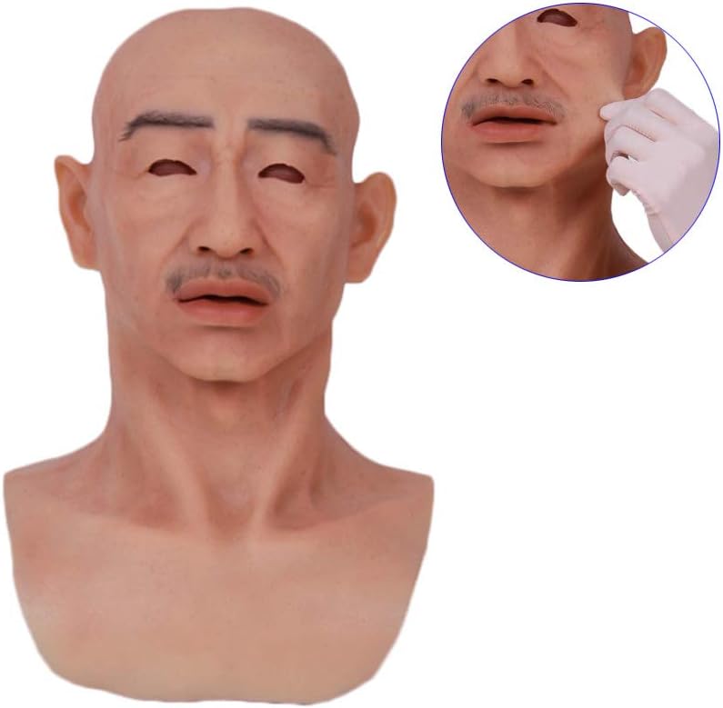 NACHEN Crossdresser Cosplayer Realistic Old Man Latex Mask Adult Male Full Overhead Mask Realistic Old Man Masks