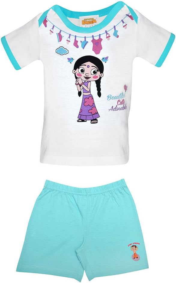 Luke and Lilly Chhota Bheem Printed Round Neck Cotton T-Shirts and Shorts.