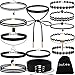Choker Set, Outee 15 PCS Womens Choker Necklace Set Black Velvet Lace Tattoo Choker Set Girls Stretch Necklace