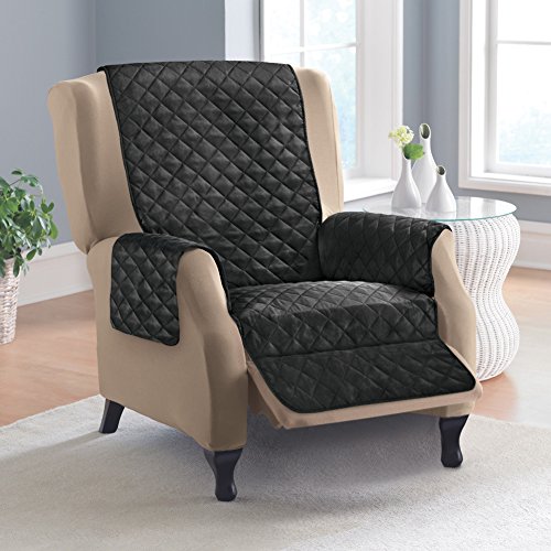 Collections Etc Reversible Quilted Furniture Protector Cover, Black