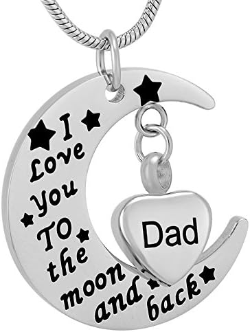 Peerless Pieces Men's Urn Necklace Cremation 20" I love You Dad To The Moon and Back Dad #9