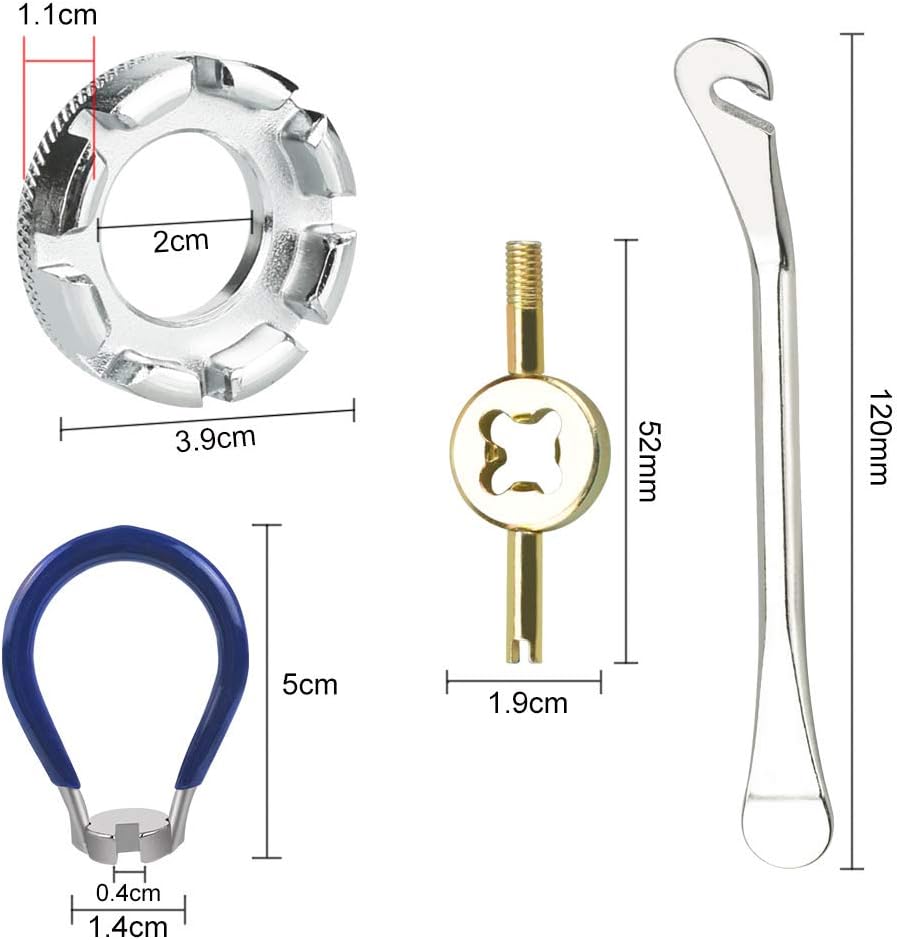 LYTIVAGEN 5 PCS Bike Spoke Wrench Kit Bicycle Wheel Wrench with Bicycle Spoke Tool Bike Tyre Lever Valve Remover Forged Steel Bike Rim Correct Tool for Repairing 10-15G Bicycle Spokes - Image 3