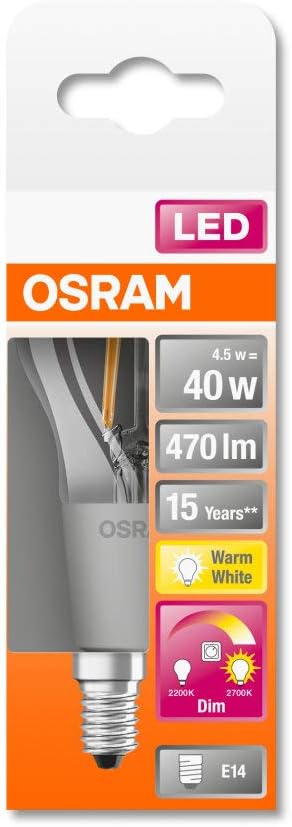 OSRAM LED Lamps, Classic Mini-Ball, GLOWdim, 4.5 W, Clear, Set of 4 Lamps - Image 3