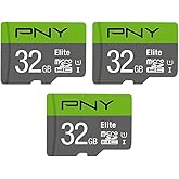 PNY 32GB Elite Class 10 U1 microSDHC Flash Memory Card 3-Pack - 100MB/s, Class 10, U1, Full HD, UHS-I, micro SD