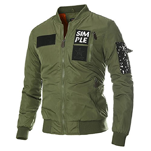 David.Ann Men's Bomber Flight Jacket,Army Green,Large