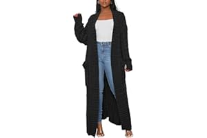 Long Sweaters for Women Cardigan Open Front Long Sleeve Plus Size Chunky Cable Knit Duster Cardigans with Pockets Winter Coat