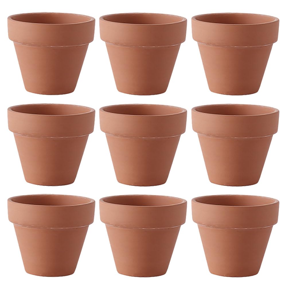 HugeDE 10 Pcs Brown Ceramic Round Indoor/Outdoor 6 x 7 cm (H x Dia) Plant Pots