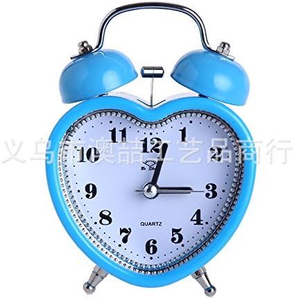 Playing Bell Alarm Clock 3 Inch Luminous Silence Metal Bell Bell Creative Promotional Gifts Heart-shaped blue