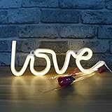 DELICORE Decorative LED Love Shaped Neon Night Light with Warm White Lamp-Neon Night Light Operated by Battery/USB for Children's Room Party Christmas Wedding Decoration