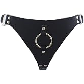 Women's Gothic Style Soft Leather Thong, Adjustable Lingerie Accessory for Cosplay Black