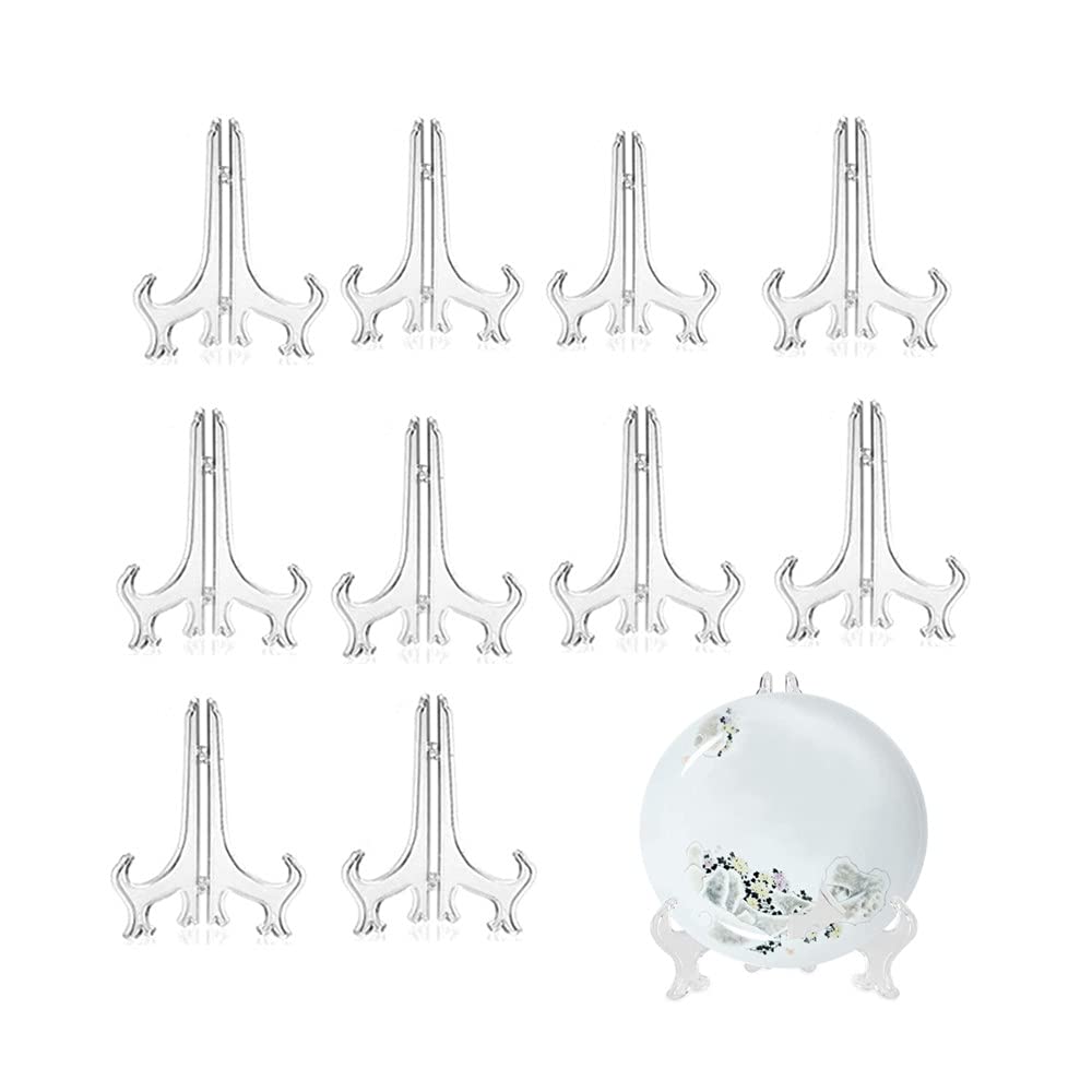 Loopunk Transparent Plastic Easel, Coin Display Stand, Home Wedding Decoration, Decorative Plate for Home Images (Transparent) (9inch)