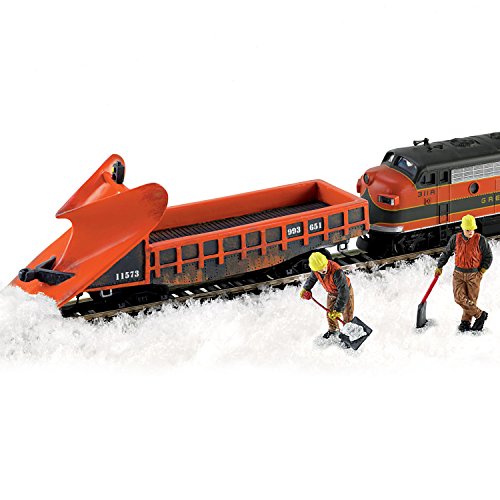 HO-Scale Wedge Snow Plow Train Accessory Set With Two Ground Crew Figurines by Hawthorne Village