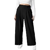 Eytino Womens Plus Size Wide Leg Dress Pants Elastic High Waisted Casual Waffle Palazzo Pants Trousers with Pockets(1X-5X)