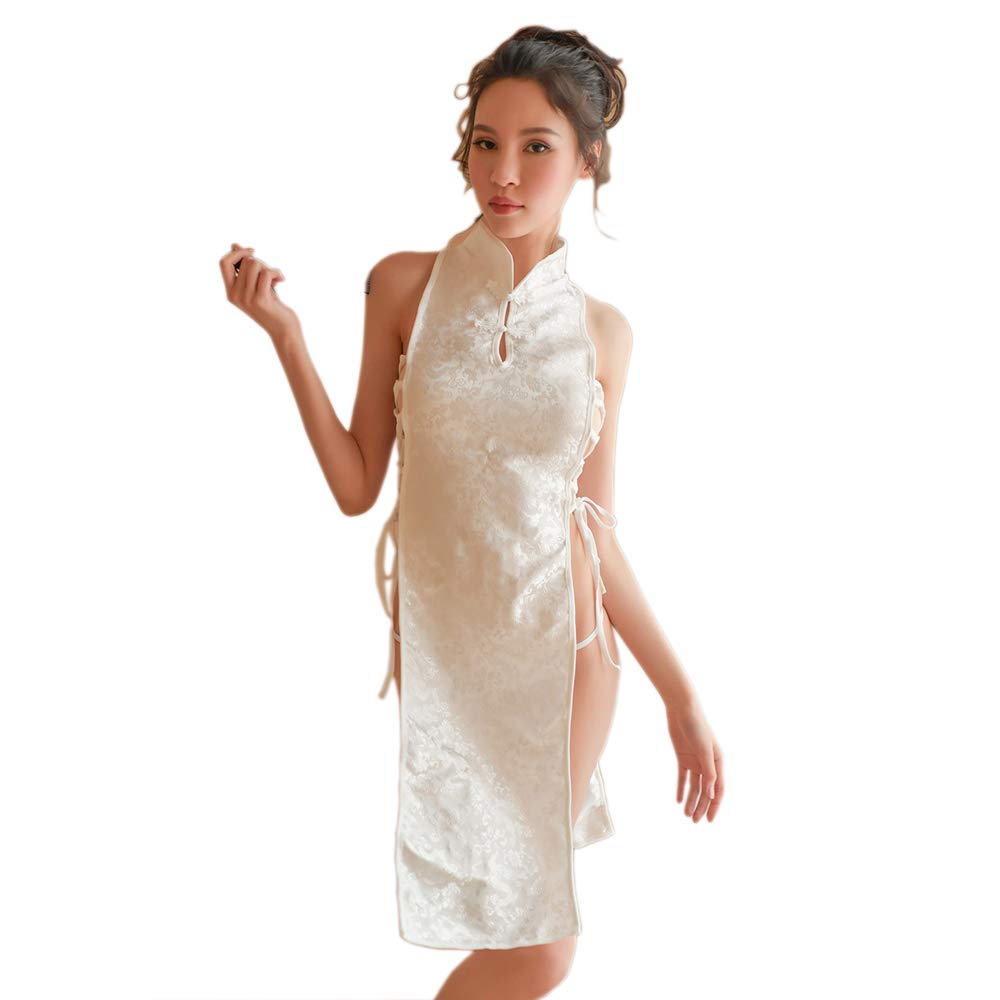 RONGYEE Clothing Lingerie Cheongsam Costume Anime Babydoll Suit Chinese Style - white - One Size